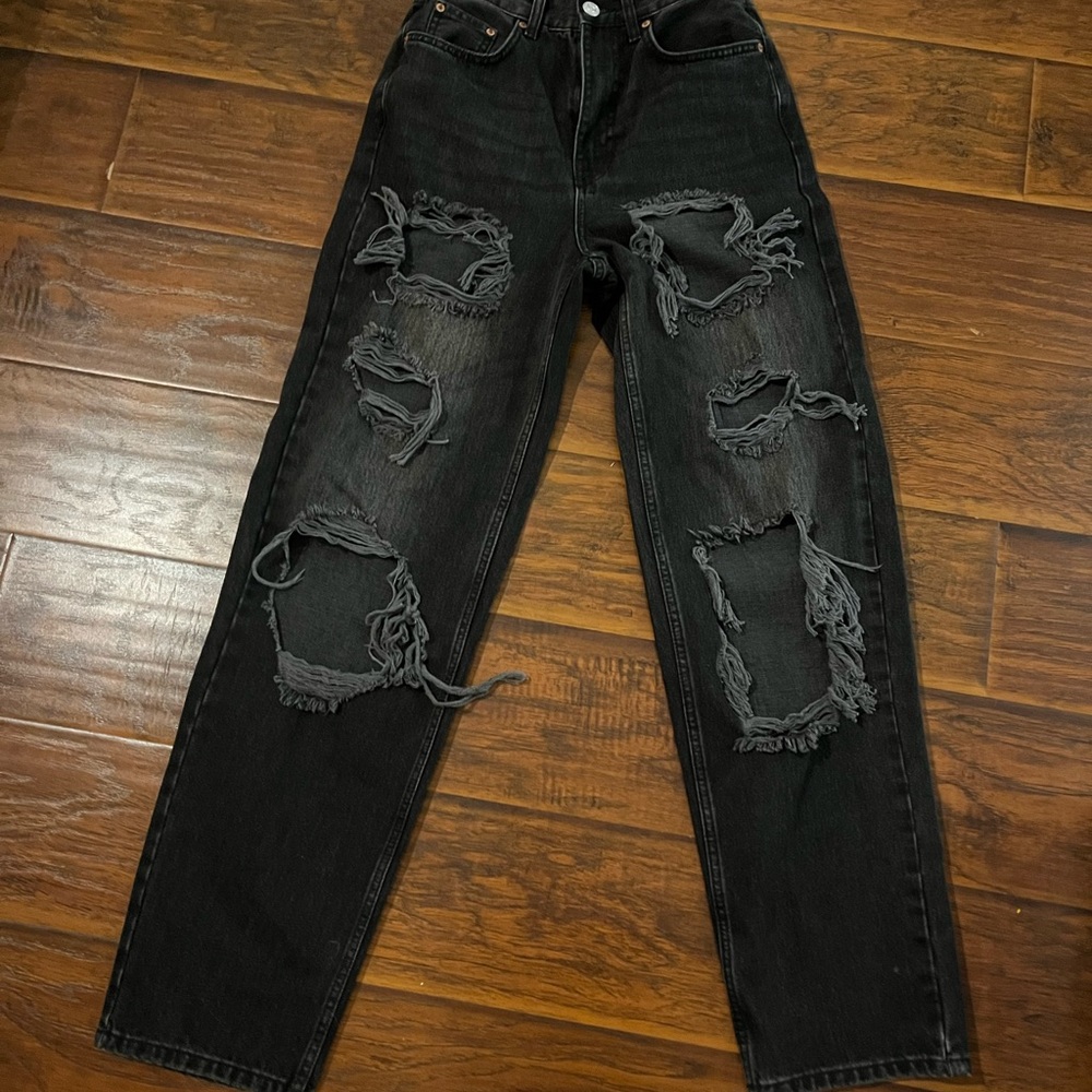 BDG Black Distressed Womens Boyfriend Jeans